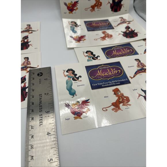 Walt Disney Aladdin DVD Temporary Tattoos Rare 6 Sheets Special Edition Jasmine - Picture 5 of 6